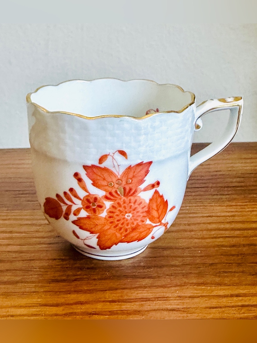 Herend Hungary Chinese Bouquet Rust Apponyi Orang 709 Demitasse Cup - Mint Cond